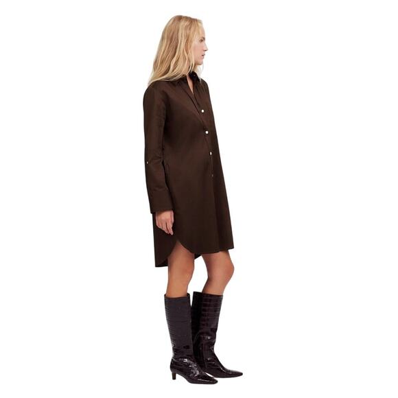 Madewell Dark Brown Cotton Sateen Shirt Dress XXS NWT Work to Weekend - Picture 2 of 9